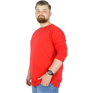 Büyük Beden Erkek Tshirt Likralı Bisiklet Yaka 20102 Kırmızı