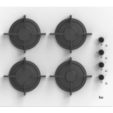 Teka - PAC 60 4G AI AL CI OCAK BEYAZ - Ankastre Kristal Cam Gazlı Ocak - Döküm Izgara - Beyaz - 60