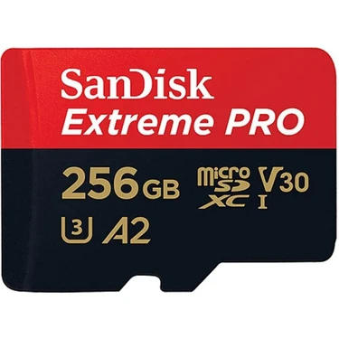 SanDisk Extreme Pro 256GB 200/140MB/s microSDXC UHS-I A2 V30 Adaptörlü Hafıza Kartı