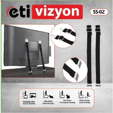 Etivizyon SS-02 Sabit TV Güvenlik Kemeri 80 İnç Ekranlar için Duvara Montaj