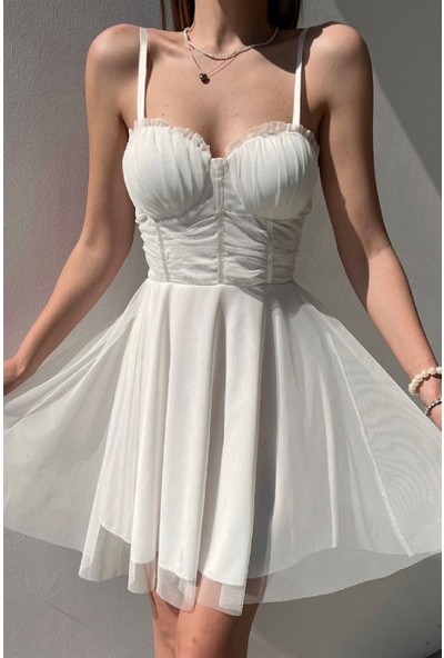 Garmoda Askılı Elbise Askılı Astarlı Elbise Tütü Elbise Crop Elbise Elbise 10902