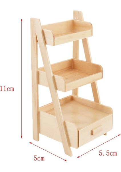 1/12 Bebek Evi Ahşap Raflar Çekmece Mobilya Modeli ile 3 Katmanlı Ekran Rafları (Yurt Dışından) modelleri
