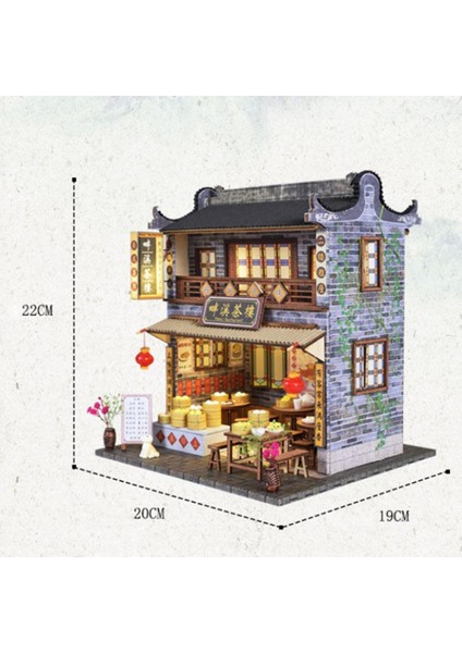 1:24 Ölçekli El Yapımı Dollhouse Mini Çin Çayevi Mobilya LED (Yurt Dışından) fiyatları