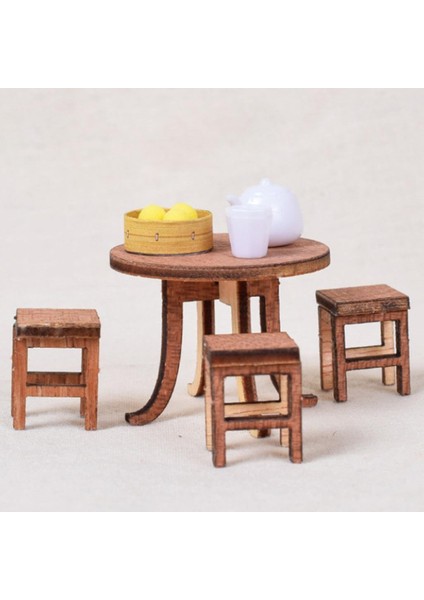 1:24 Ölçekli El Yapımı Dollhouse Mini Çin Çayevi Mobilya LED (Yurt Dışından) modelleri