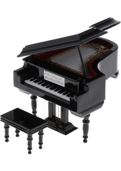 1/12 Bebek Ev Müzik Odası Mobilya Enstrümanı Ahşap Piyano W/sandalye (Yurt Dışından)