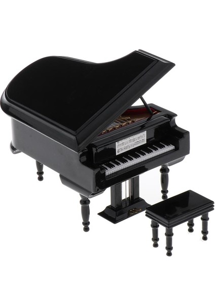 1/12 Bebek Ev Müzik Odası Mobilya Enstrümanı Ahşap Piyano W/sandalye (Yurt Dışından)