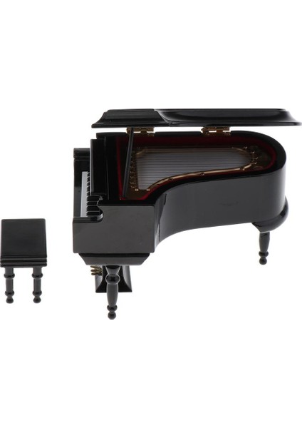1/12 Bebek Ev Müzik Odası Mobilya Enstrümanı Ahşap Piyano W/sandalye (Yurt Dışından)