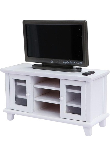Minyatür Tv Kabine Dollhouse Mobilya Modeli Oyuncaklar Dollhouse Tv Yatak Odası Beyaz (Yurt Dışından)