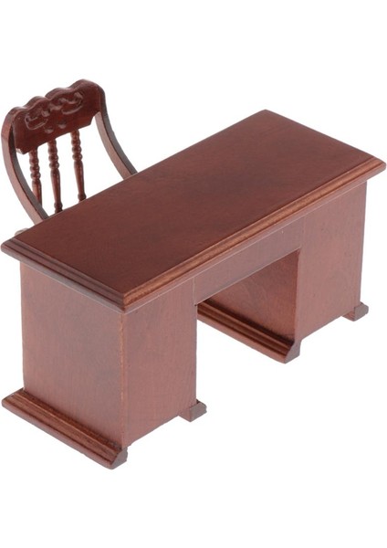 1/12 Dollhouse Minyatür Ofis Mobilyaları Ahşap Masa ve Set Kahverengi Set 3 (Yurt Dışından) fiyatları