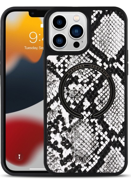 iPhone 14 Pro Max Için Desen Baskılı Yüzük Tutuculu Telefon Kılıfı - Beyaz (Yurt Dışından)
