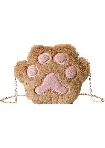 Kadın Öğrenci Omuz Crossbody Çanta Cep Telefonu Beyaz Için Sevimli Peluş Kedi Paw (Yurt Dışından)