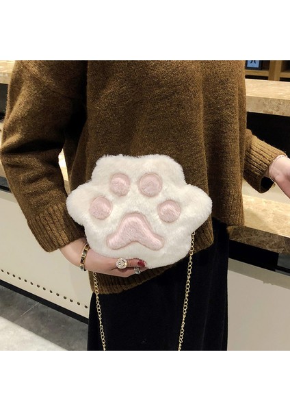 Kadın Öğrenci Omuz Crossbody Çanta Cep Telefonu Beyaz Için Sevimli Peluş Kedi Paw (Yurt Dışından) fiyatları