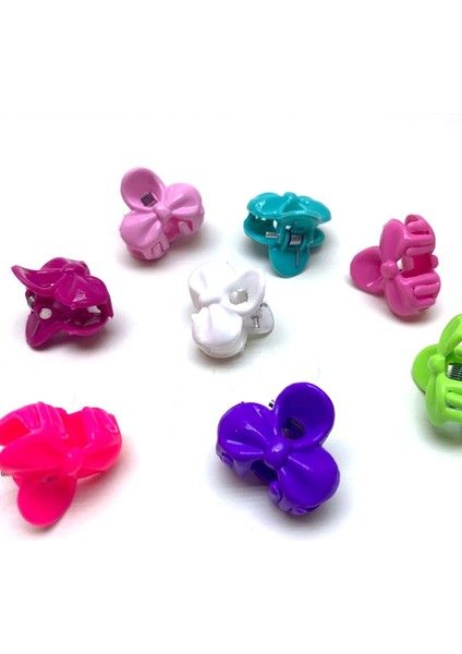 Kadın Karışık Renk 20 Adet 1,5 cm Fiyonk Şekilli Mini Mandal Toka