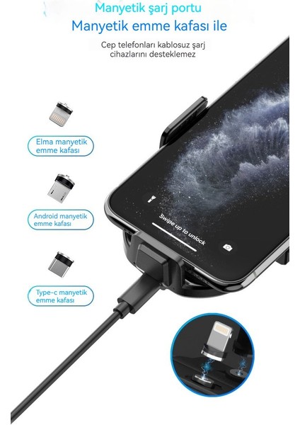 Araba Cep Telefonu Kablosuz Şarj Braketi Araba Hava Çıkışı Manyetik Emiş Şarj Navigasyon Desteği Araba Cep Telefonu Braketi(Yurt Dışından)