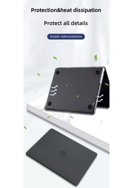 Macbook Pro 13 2020 A2251 A2289 Kılıf Koruma Karbon Desenli Hardcase Kapak