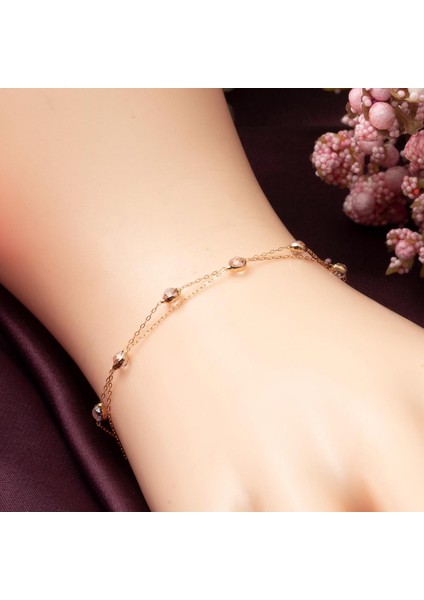 Taşlı 14 Ayar Altın Tiffany Zincir Bileklik fiyatları