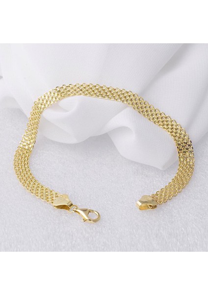 8 mm Enli 14 Ayar Altın Zincir Bileklik