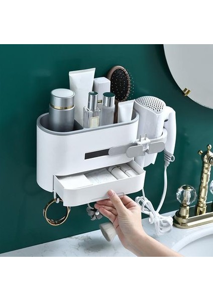 Duvar Montajı Saç Kurutma Makinesi Tutucu Raf Banyo Depolama Raf Makyaj Organizatör Plastik Saç Kurutma Makinesi Tutucu Raf Banyo Aksesuarları | Depolama Rafları ve raflar fiyatları