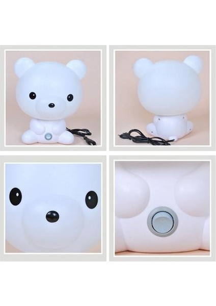 Karikatür Gece Lambası Sevimli Panda Ayı Masa Masası Lambası LED Çocuk Bebek Hediyeler Yatak Odası Başucu Için Uyku Lambası Uyku Lambası Aydınlatma | Gece Işıkları (Yuvarlak Fiş)
