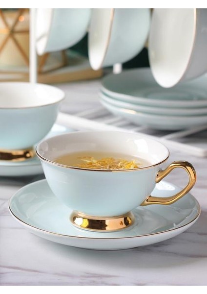 Lüks Seramik Kahve Fincanı Seti Porselen Avrupa Kullanımlık Sevimli Çevre Dostu Seyahat Kupası ve Tabağı Seyahat Tazas Drinkware 50 | Teacup tabak Setleri