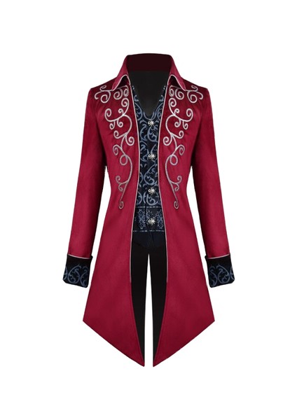 Erkekler Ortaçağ Victoria Kostüm Smokin Beyefendi Tailcoat Gotik Steampunk Siper Vintage Frock Kıyafet Ceket Erkekler Için S Xxxl | Tatil Kostümleri (Kırmızı)