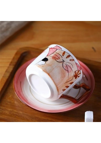 Underglaze Kahve Kupaları Şanslı Kedi Kahve Fincanı ve Tabağı Kedi Yaratıcı Drinkware | Kahve Kupası ve tabak Setleri(Yurt Dışından)