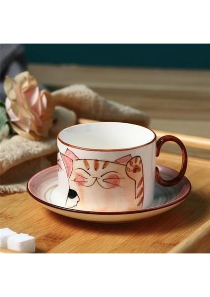 Underglaze Kahve Kupaları Şanslı Kedi Kahve Fincanı ve Tabağı Kedi Yaratıcı Drinkware | Kahve Kupası ve tabak Setleri(Yurt Dışından)