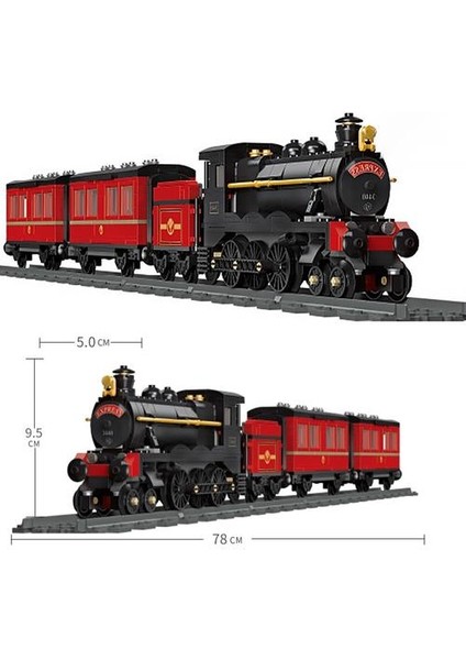 Demiryolu Buhar Dönemi Tren Tuğla Usta Kırmızı ve Siyah Demiryolu Takım Elbise Modeli Binası Çocuk Oyuncak Boy modelleri