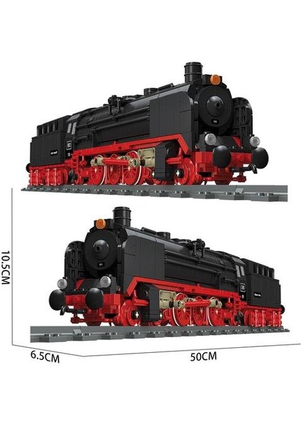 Demiryolu Buhar Dönemi Tren Tuğla Usta Kırmızı ve Siyah Demiryolu Takım Elbise Modeli Binası Çocuk Oyuncak Boy fırsatları
