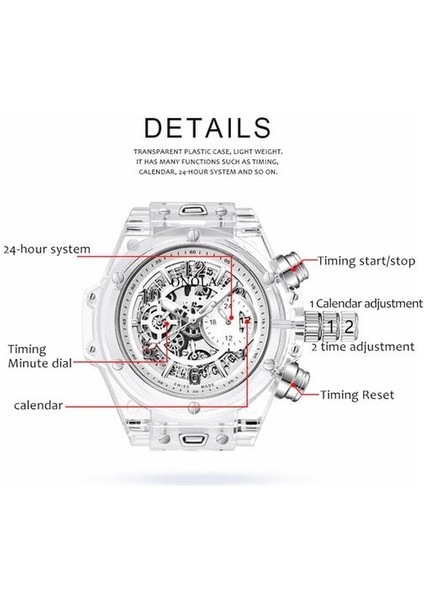 Şeffaf Moda Rahat Izle Adam 2021 Chronograph Plastik Kuvars Kadınlar Menşe Bilek Izle Erkek Relogio Masculino | Kuvars Saatler (Black2)