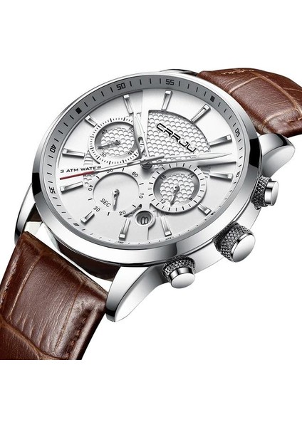 Saatler Erkek 2021 Crrju Rahat Deri Kuvars Erkek Izle Üst Marka Lüks Iş Saati Erkek Spor Su Geçirmez Tarihi Chronograph | Kuvars Saatler (Kahverengi)