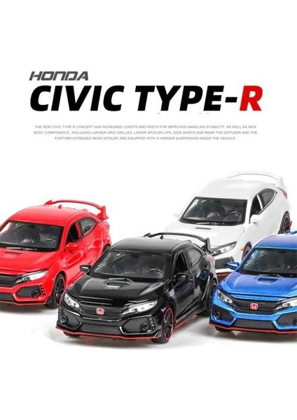 1:32 Civic Tip R Diecasts Metal Oyuncak Araba Modeli Kırmızı Logo Araçlar ile Ses Işık Koleksiyonu Oyuncaklar Çocuklar Için Noel Hediyeleri | Diecasts oyuncak Araçlar