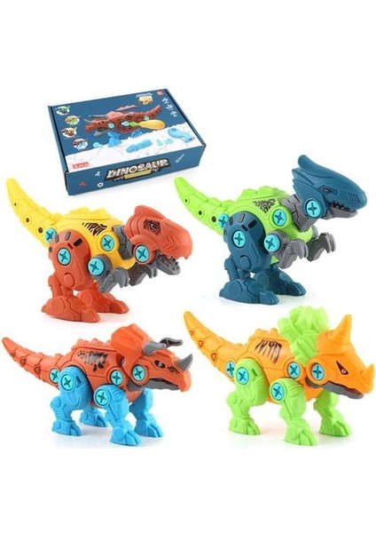 4 Adet Dıy Montaj Çocuklar Için Dinozor Tyrannosaurus Rex Triceratops Unicorns Yapı Taşları Oyuncaklar Çocuk Çocuk Hediyeler | Vidalama Blokları