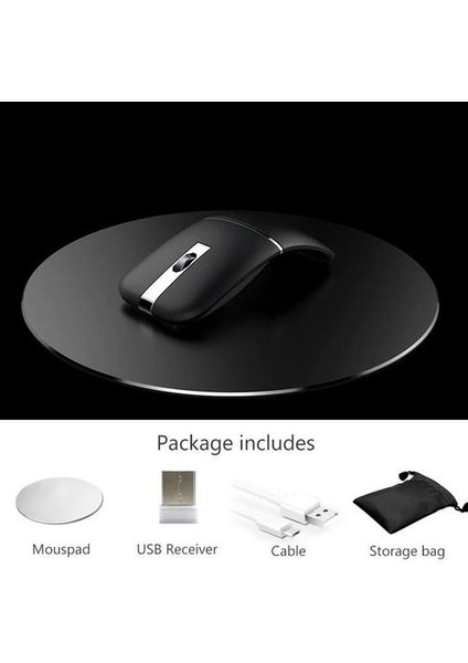 2.4g USB Kablosuz + Bluetooth Katlanır Fare Şarj Edilebilir Ergonomik Oyun Faresi MacBook Lenovo Asus Dell Hp Bilgisayar Fare Için | Fareler (Siyah)