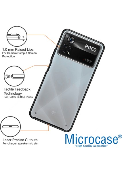 Xiaomi Poco X4 Pro 5g Luna Serisi Köşe Korumalı Sert Rubber Kılıf - Siyah