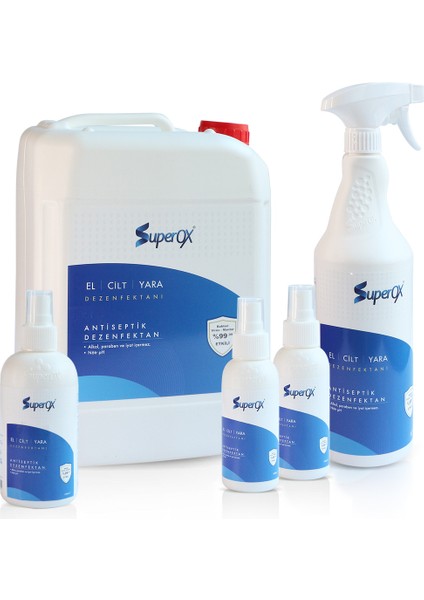 Hipokloröz, Alkolsüz, El & Cilt & Dezenfektanı Süper 5 lt 1 lt 250 ml 2 x 100 ml