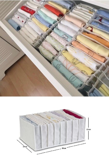 8 Gözlü Çekmece Içi Beyaz Düzenleyici Organizer - Large 27 x 35 x 17