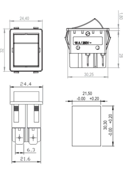 S22111-1677319918 Geniş Işıksız Anahtar Siyah/kırmızı (O-I) indirimleri