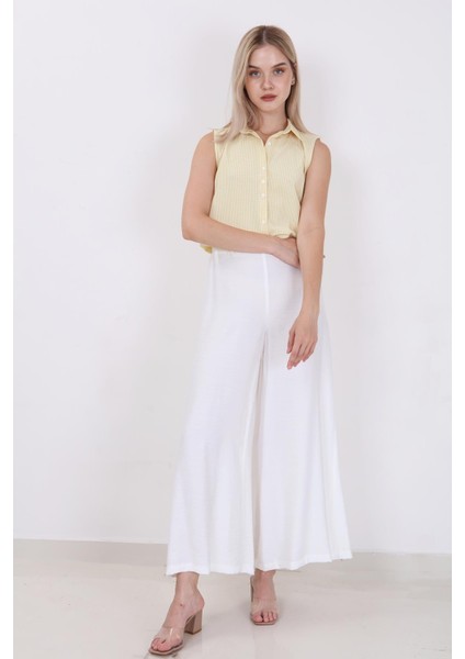 Arka Bel Lastik Detaylı Bol Paça Pantolon fiyatları