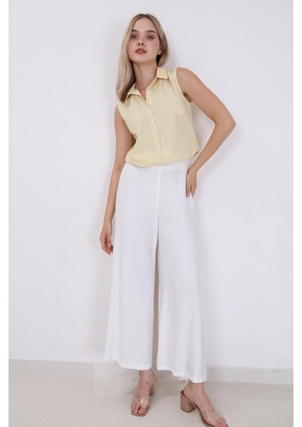 Arka Bel Lastik Detaylı Bol Paça Pantolon fırsatları