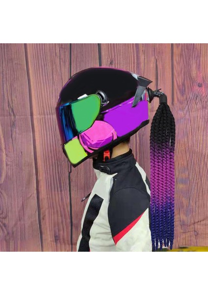 Kask Pigtails Punk Yeniden Kullanılabilir Kask Saç Kirli Örgüler Bisiklet Bisikleti Mor Mavi Için
