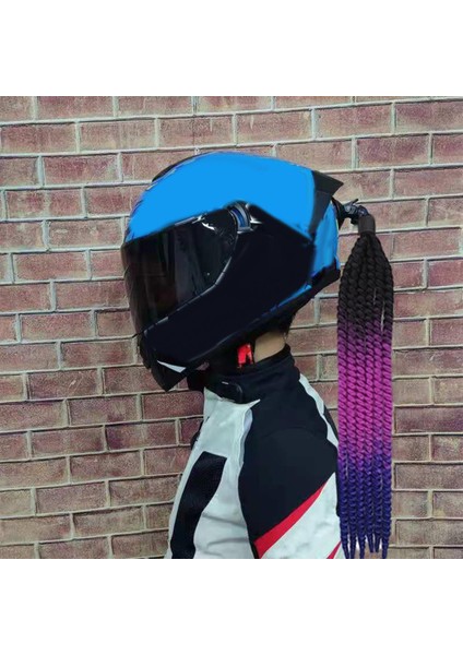 Kask Pigtails Punk Yeniden Kullanılabilir Kask Saç Kirli Örgüler Bisiklet Bisikleti Mor Mavi Için