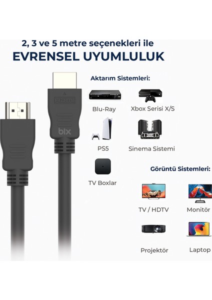 NHD03 4K@60Hz HDMI 2.0 Ethernet 18 Gbps. Veri Aktarım Destekli 3D Ready Nikel Kaplama 3 Metre HDMI Kablo