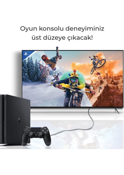 PHD02 8K@60Hz HDMI 2.1 Ethernet 48Gbps. Veri Aktarım - eARC - 3D Ready Destekli Altın Kaplama 2 Metre HDMI Kablo