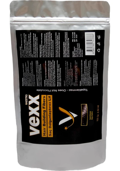 Vexx 100 gr Koyu Kahve Hair Fiber Saç Tozu - Topaklanma Yapmaz