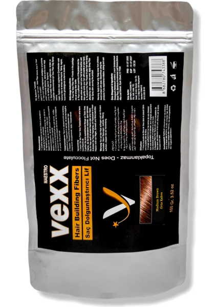 Vexx 100 gr Orta Kahve Hair Fiber Saç Tozu - Topaklanma Yapmaz