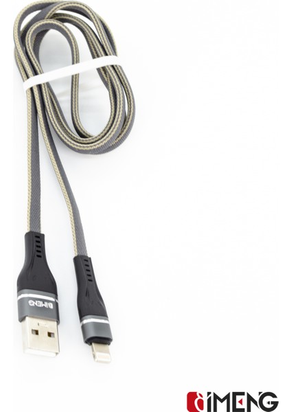 Imeng 3.1A Usba To Lightning Örgülü Data ve Hızlı Şarj Kablosu ML108 Gri