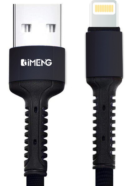Imeng 3A Usba To Lightning Pro Braided Data ve Hızlı Şarj Kablosu Siyah