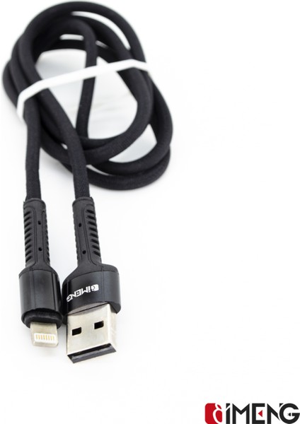 Imeng 3A Usba To Lightning Pro Braided Data ve Hızlı Şarj Kablosu Siyah