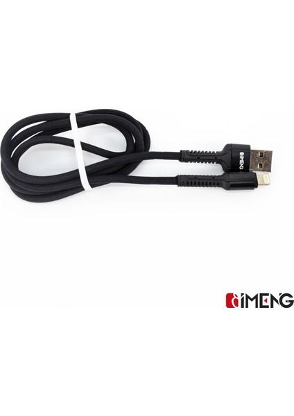 Imeng 3A Usba To Lightning Pro Braided Data ve Hızlı Şarj Kablosu Siyah